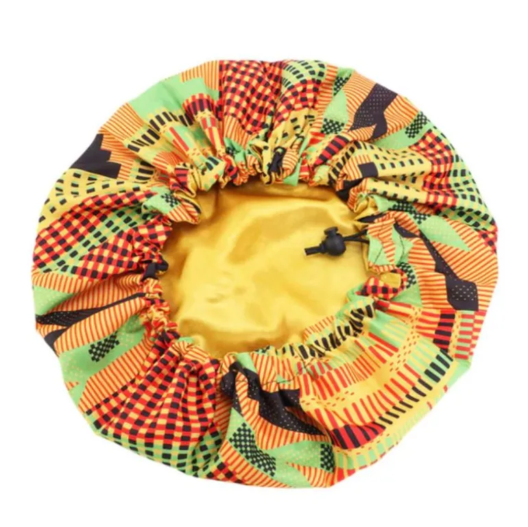 Afrikaanse Kente Print Verstelbare Slaapmuts / Hair Bonnet ( met Satijnen binnenkant )