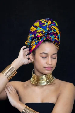 Afrikaanse Multicolor kente print hoofddoek - headwrap