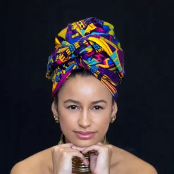 Afrikaanse Multicolor kente print hoofddoek - headwrap