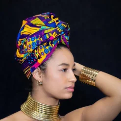 Afrikaanse Multicolor kente print hoofddoek - headwrap