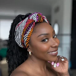 Afrikaanse Oranje & Paars Concentric Circle hoofddoek - headwrap