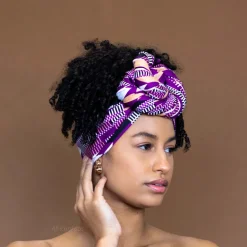 Afrikaanse Paarse kente hoofddoek - headwrap