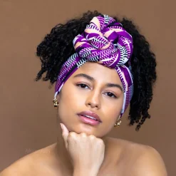 Afrikaanse Paarse kente hoofddoek - headwrap