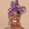 Afrikaanse Paars / geel hoofddoek - headwrap