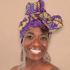 Afrikaanse Paars / geel hoofddoek - headwrap