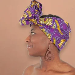 Afrikaanse Paars / geel hoofddoek - headwrap