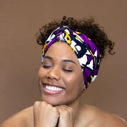 Afrikaanse Paars / Gele Samakaka hoofddoek - headwrap