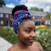 Afrikaanse Paars & Lichtblauw Mandala Patchwork hoofddoek - headwrap
