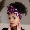Afrikaanse Paars / witte Flower hoofddoek - headwrap