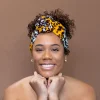 Afrikaanse Panter oranje / turquoise / hoofddoek - headwrap