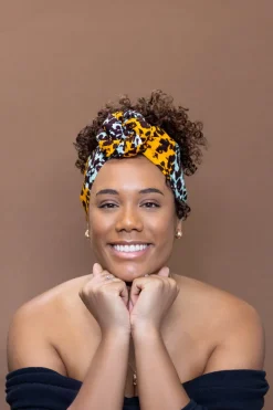 Afrikaanse Panter oranje / turquoise / hoofddoek - headwrap