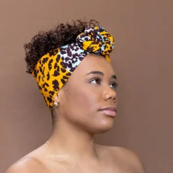 Afrikaanse Panter oranje / turquoise / hoofddoek - headwrap