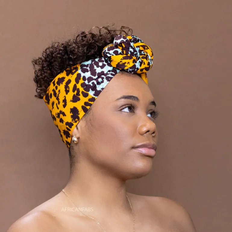 Afrikaanse Panter oranje / turquoise / hoofddoek - headwrap