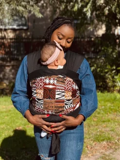 Afrikaanse Print Draagdoek / Draagzak / baby wrap / baby sling - Bruin Bogolan Mozaïek