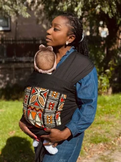 Afrikaanse Print Draagdoek / Draagzak / baby wrap / baby sling - Rood & Oranje Bogolan Symbolen