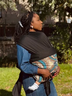 Afrikaanse Print Draagdoek / Draagzak / baby wrap / baby sling - Beige Blauwe Feather