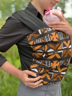 Afrikaanse Print Draagdoek / Draagzak / baby wrap / baby sling - Bruine bogolan