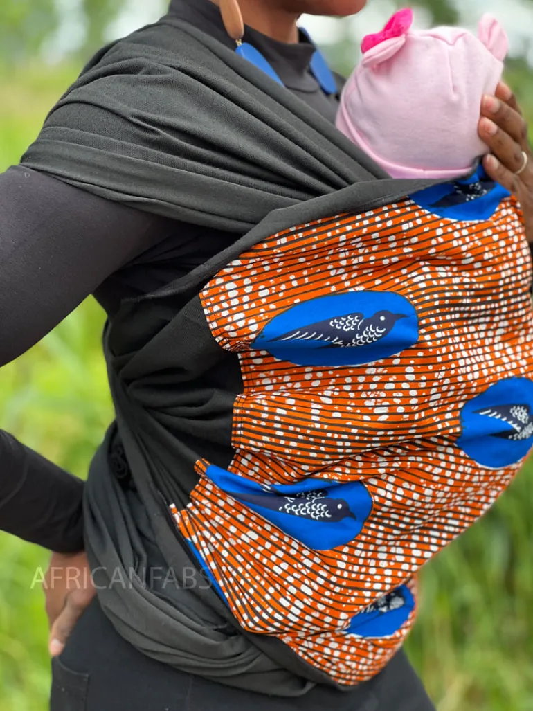 Afrikaanse Print Draagdoek / Draagzak / baby wrap / baby sling - Speed bird Oranje