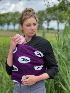 Afrikaanse Print Draagdoek / Draagzak / baby wrap / baby sling - Speed bird paars