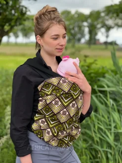 Afrikaanse Print Draagdoek / Draagzak / baby wrap / baby sling - Groen / geel