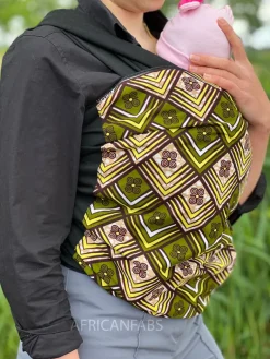 Afrikaanse Print Draagdoek / Draagzak / baby wrap / baby sling - Groen / geel