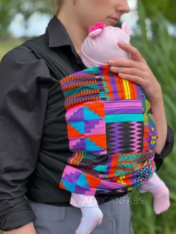 Afrikaanse Print Draagdoek / Draagzak / baby wrap / baby sling - Paarse / roze kente