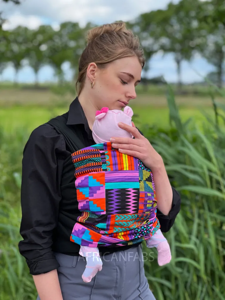 Afrikaanse Print Draagdoek / Draagzak / baby wrap / baby sling - Paarse / roze kente