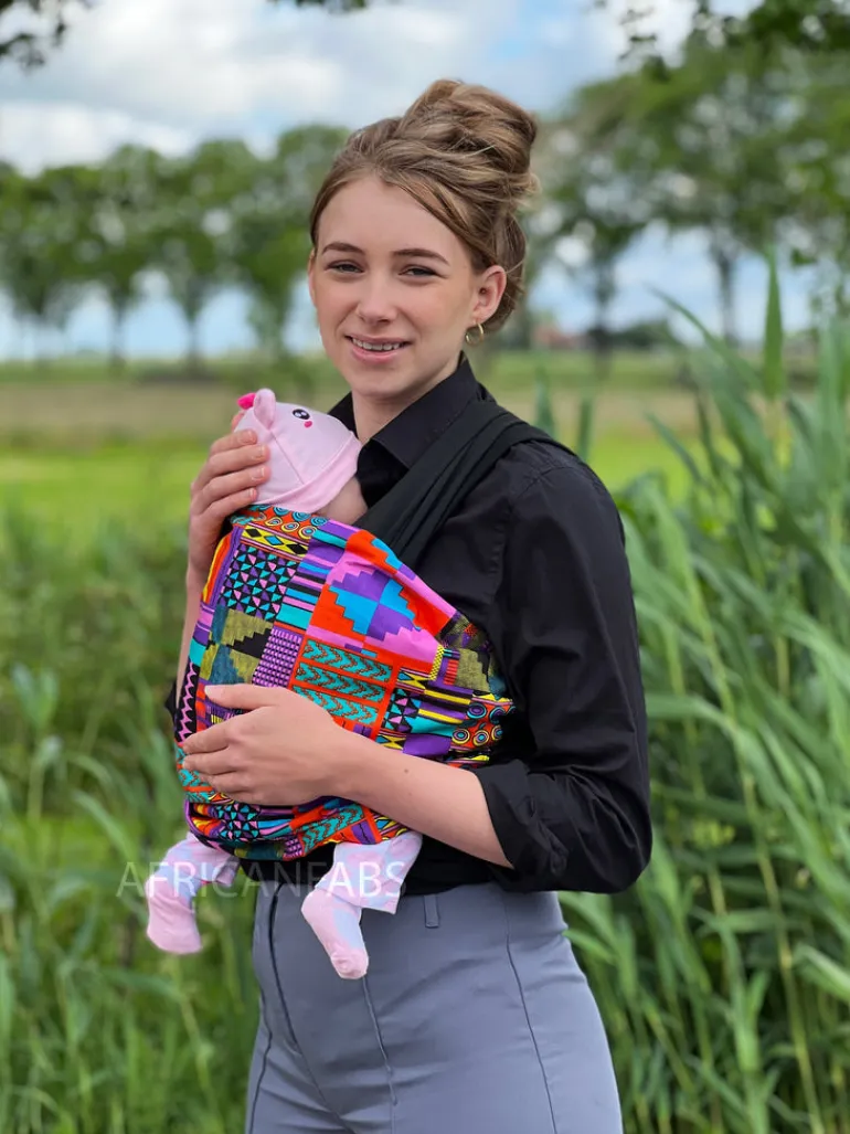 Afrikaanse Print Draagdoek / Draagzak / baby wrap / baby sling - Paarse / roze kente
