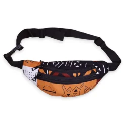 Afrikaanse print heuptasje / Fanny pack - Bruine Bogolan Symbols - Festival tasje met verstelbare band