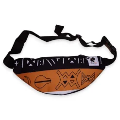 Afrikaanse print heuptasje / Fanny pack - Bruine Bogolan Symbols - Festival tasje met verstelbare band