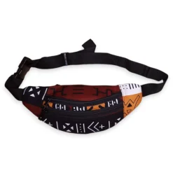 Afrikaanse print heuptasje / Fanny pack - Bruine Bogolan Symbols - Festival tasje met verstelbare band