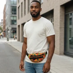 Afrikaanse print heuptasje / Fanny pack - Oranje Kente - Festival tasje