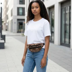 Afrikaanse print heuptasje / Fanny pack - Bruine X Bogolan - Festival tasje
