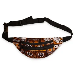 Afrikaanse print heuptasje / Fanny pack - Bruine Bogolan Patterns - Festival tasje met verstelbare band