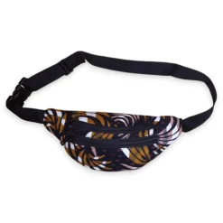 Afrikaanse print heuptasje / Fanny pack - Mix Bruine Feathers - Festival tasje met verstelbare band