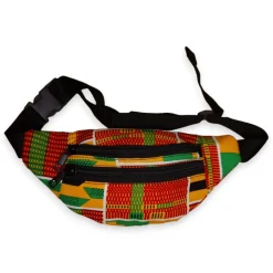 Afrikaanse print heuptasje / Fanny pack - Groen / gele kente - Festival tasje met verstelbare band