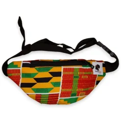 Afrikaanse print heuptasje / Fanny pack - Groen / gele kente - Festival tasje met verstelbare band