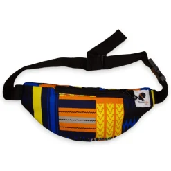 Afrikaanse print heuptasje / Fanny pack - Blauw / Oranje kente - Festival tasje met verstelbare band