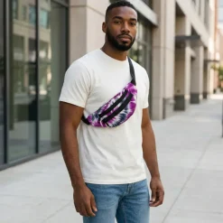 Afrikaanse print heuptasje / Fanny pack - Paarse Tie Dye - Festival tasje met verstelbare band