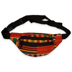Afrikaanse print heuptasje / Fanny pack - Oranje / gele bogolan - Festival tasje met verstelbare band