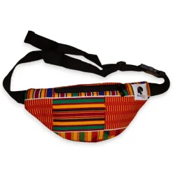 Afrikaanse print heuptasje / Fanny pack - Oranje / gele bogolan - Festival tasje met verstelbare band