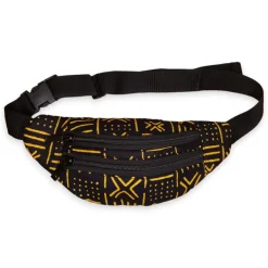 Afrikaanse print heuptasje / Fanny pack - Geel / zwart bogolan - Festival tasje met verstelbare band