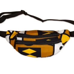 Afrikaanse print heuptasje / Fanny pack - Mosterd samakaka - Festival tasje met verstelbare band