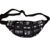 Afrikaanse print heuptasje / Fanny pack - Zwart witte bogolan - Festival tasje met verstelbare band