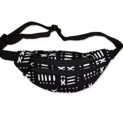 Afrikaanse print heuptasje / Fanny pack - Zwart witte bogolan - Festival tasje met verstelbare band