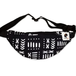 Afrikaanse print heuptasje / Fanny pack - Zwart witte bogolan - Festival tasje met verstelbare band