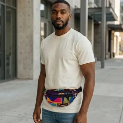 Afrikaanse print heuptasje / Fanny pack - Multicolor kente - Festival tasje met verstelbare band