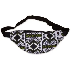 Afrikaanse print heuptasje / Fanny pack - Wit groene bogolan - Festival tasje met verstelbare band