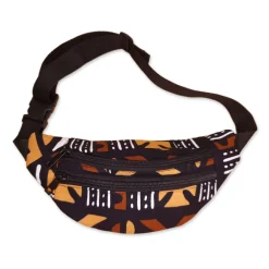Afrikaanse print heuptasje / Fanny pack - Bruine bogolan - Festival tasje met verstelbare band