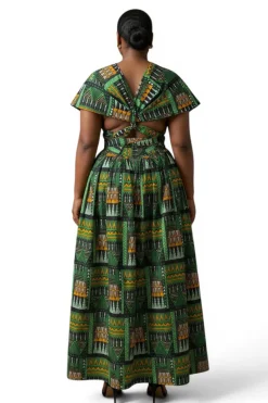 Afrikaanse print Infinity Multiway Maxi Jurk - Verstelbare Split - Groen Emerald Spirit
